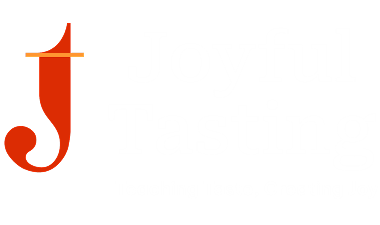 Joyful Tasting logo with tagline on black.